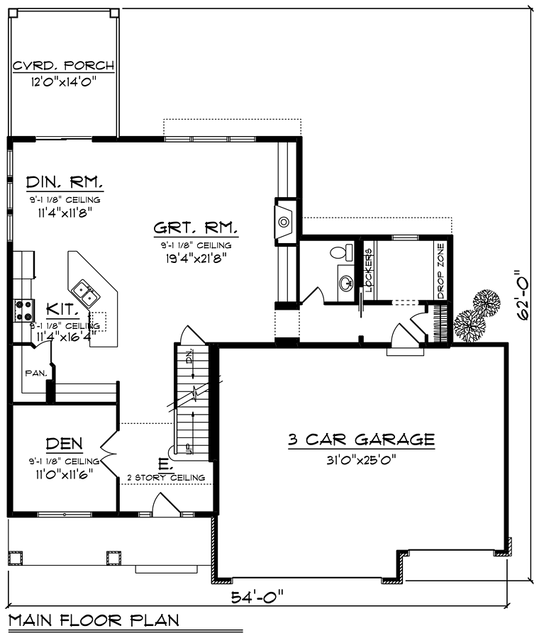 Bungalow Craftsman Traditional Level One of Plan 75244