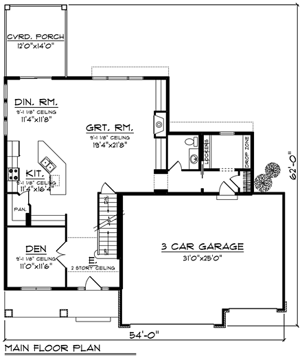 House Plan 75244 First Level Plan