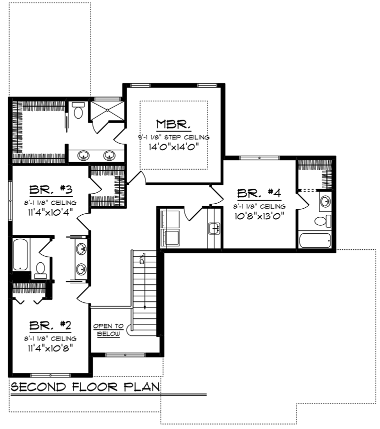 Bungalow Craftsman Traditional Level Two of Plan 75244