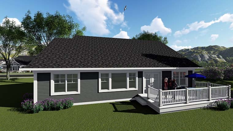 Country Craftsman Rear Elevation of Plan 75255