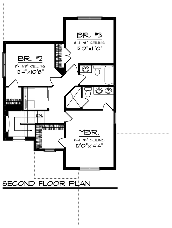 Cottage Craftsman Level Two of Plan 75256