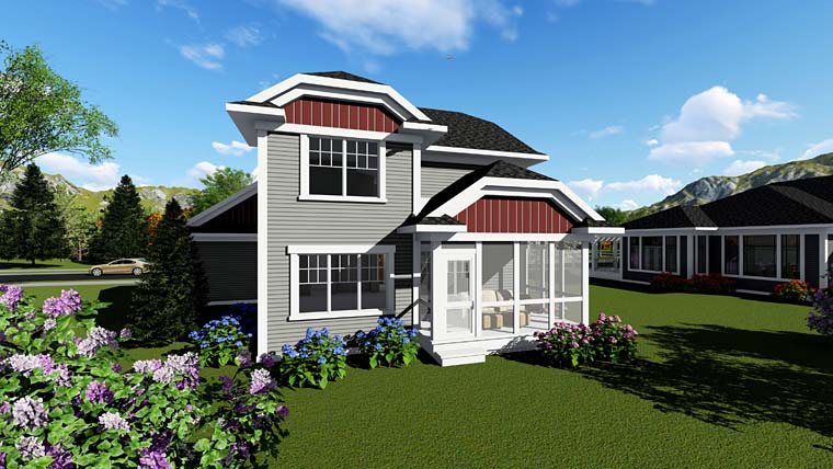 Cottage Craftsman Rear Elevation of Plan 75256