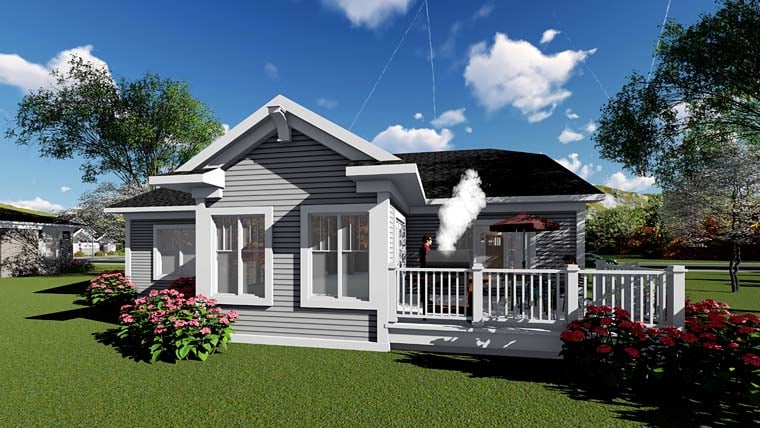 Cottage Country Craftsman Rear Elevation of Plan 75257