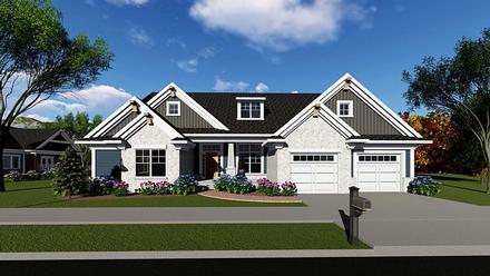 Country Craftsman Ranch Traditional Elevation of Plan 75262