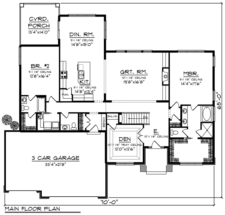 Contemporary Ranch Southwest Level One of Plan 75265