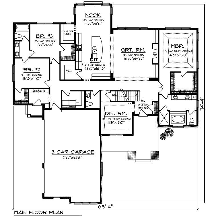 Cottage Craftsman Southern Level One of Plan 75266