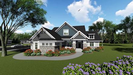 Cottage Craftsman Southern Elevation of Plan 75266