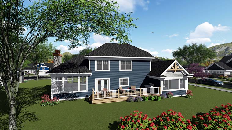 Bungalow Cottage Craftsman Rear Elevation of Plan 75269