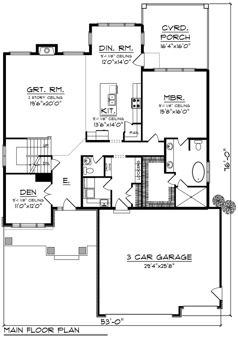 Contemporary Southwest Level One of Plan 75270