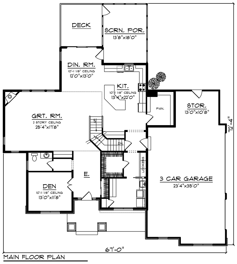 Bungalow Cottage Country Craftsman Southern Traditional Level One of Plan 75273