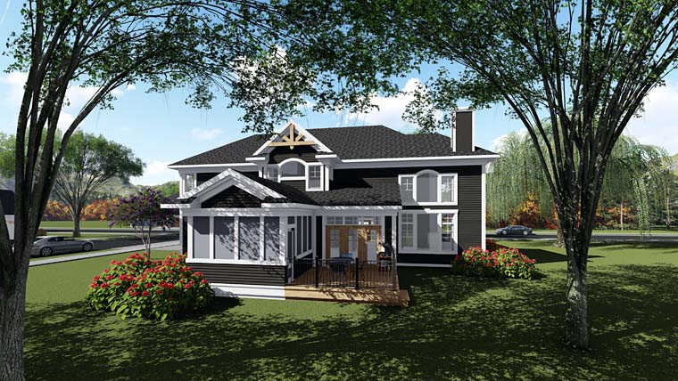 Bungalow Cottage Country Craftsman Southern Traditional Rear Elevation of Plan 75273