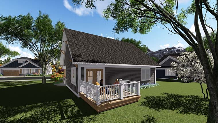 Bungalow Cottage Craftsman Southern Traditional Rear Elevation of Plan 75277