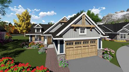 Cottage Country Craftsman Elevation of Plan 75278