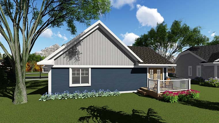 Cottage Country Craftsman Rear Elevation of Plan 75278