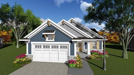 Cottage Country Craftsman Elevation of Plan 75279