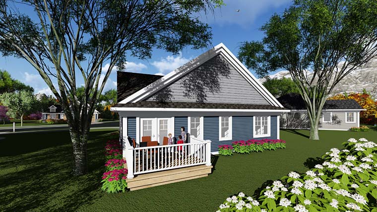 Cottage Country Craftsman Rear Elevation of Plan 75279