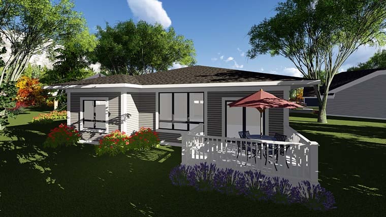 Contemporary Ranch Southwest Rear Elevation of Plan 75282