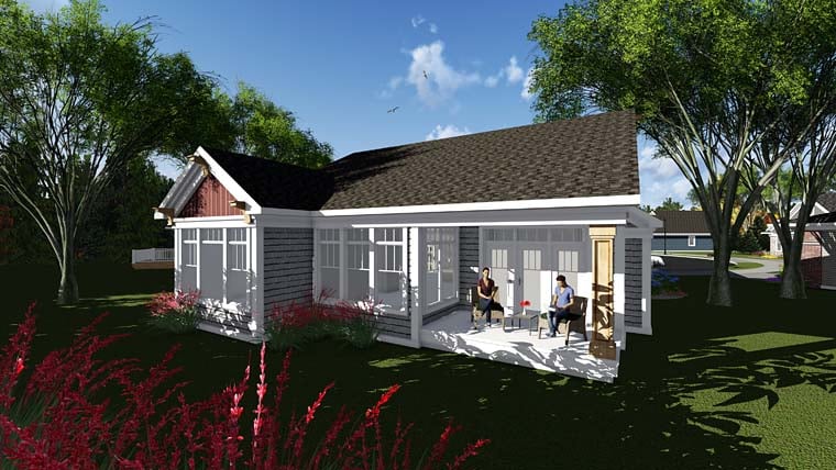 Cottage Country Craftsman Rear Elevation of Plan 75283