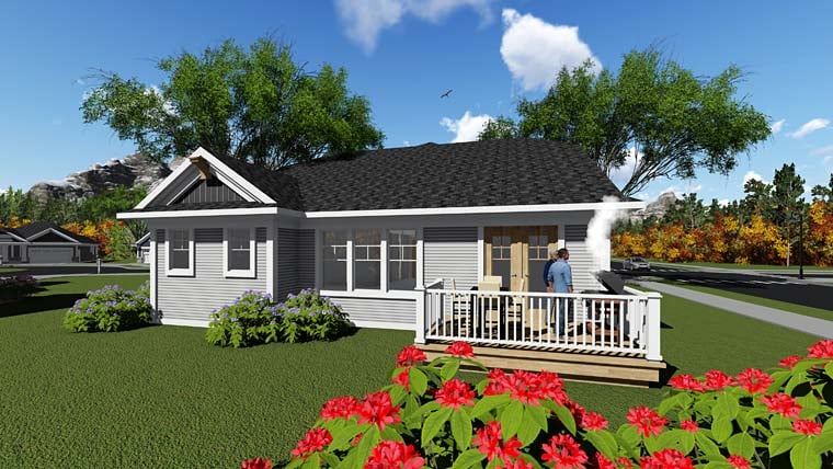 Cottage Country Craftsman Rear Elevation of Plan 75285