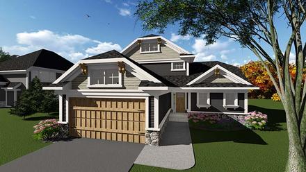 Cottage Craftsman Elevation of Plan 75286