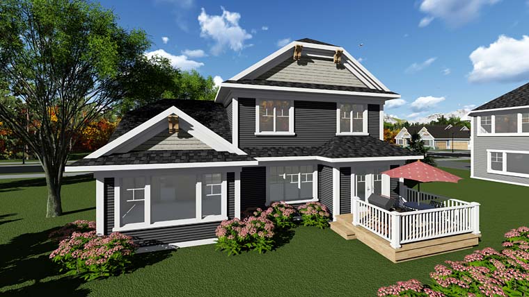 Cottage Craftsman Rear Elevation of Plan 75286