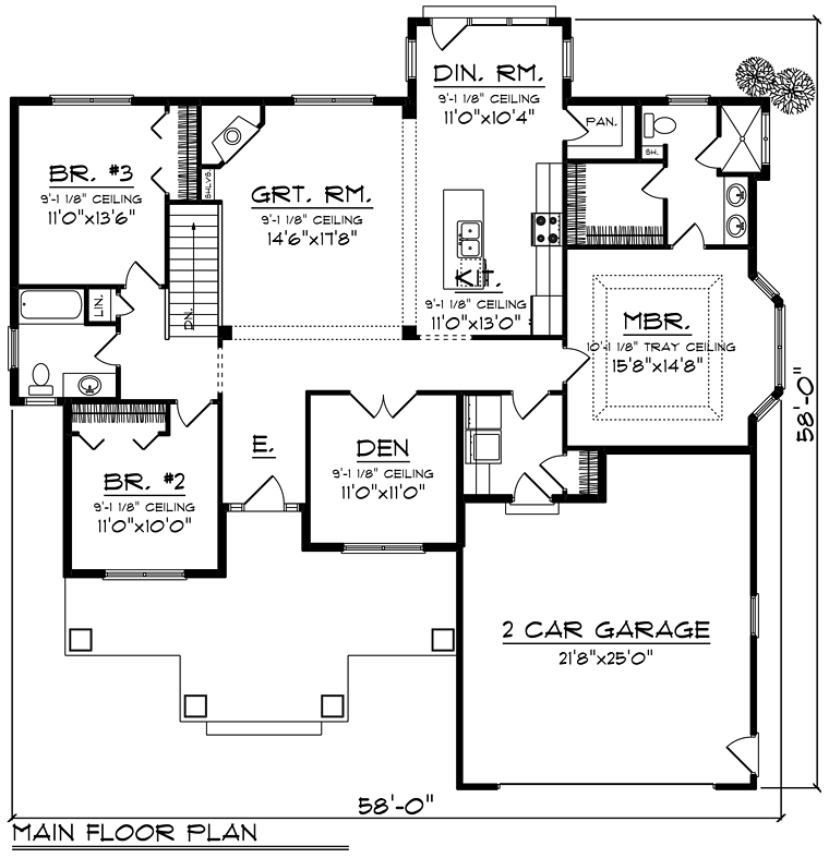 Cottage Country Craftsman Level One of Plan 75288