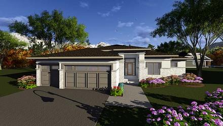 Contemporary Southwest Elevation of Plan 75289