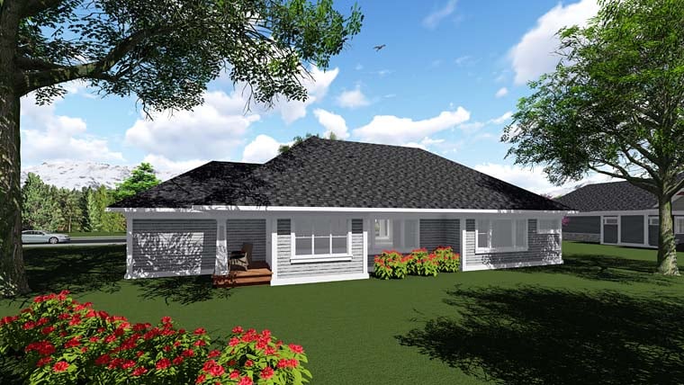 Cottage Country Craftsman Southern Rear Elevation of Plan 75292