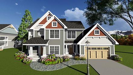 Country Craftsman Farmhouse Traditional Elevation of Plan 75293