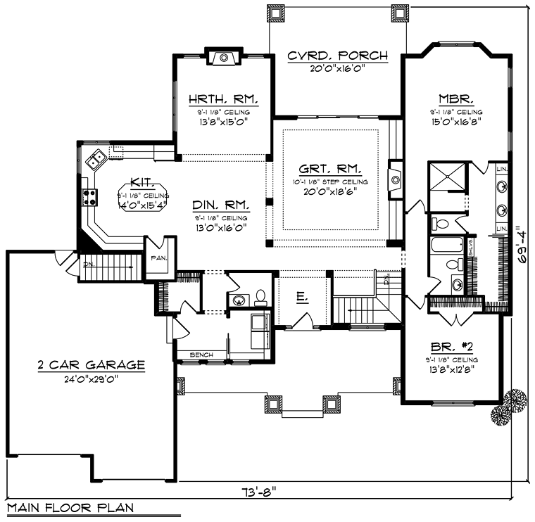 Country Craftsman Traditional Level One of Plan 75294