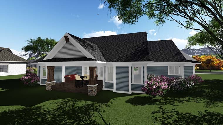 Country Craftsman Traditional Rear Elevation of Plan 75294