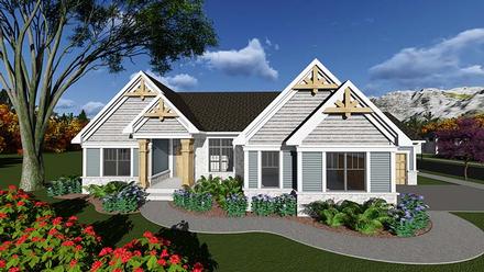 Cottage Country Craftsman Traditional Elevation of Plan 75295