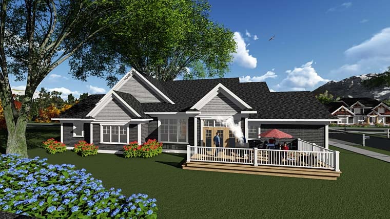 Bungalow Cottage Craftsman Rear Elevation of Plan 75296