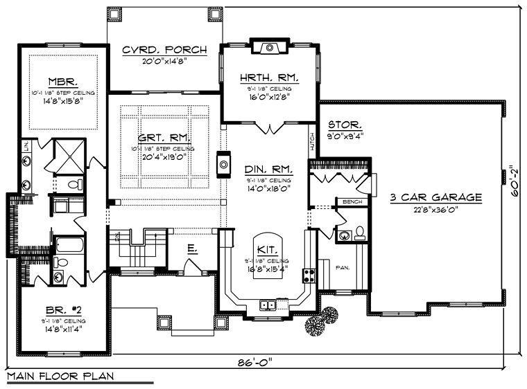 Craftsman Southern Traditional Tudor Level One of Plan 75298