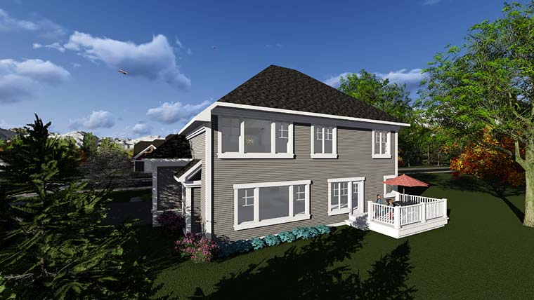 Craftsman Traditional Rear Elevation of Plan 75299