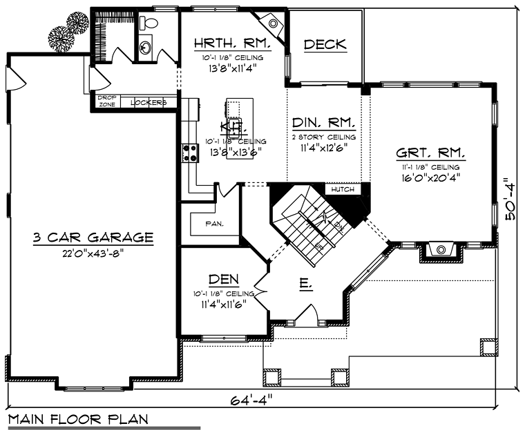 Cottage Craftsman Level One of Plan 75400