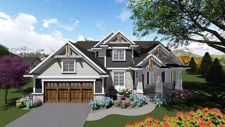 Cottage Country Craftsman Elevation of Plan 75401