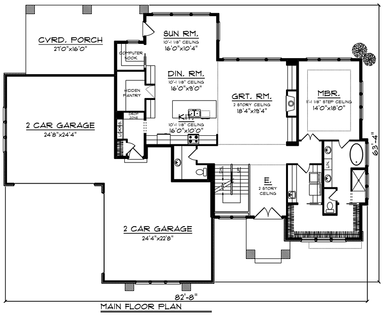 Contemporary Prairie Style Southwest Level One of Plan 75405