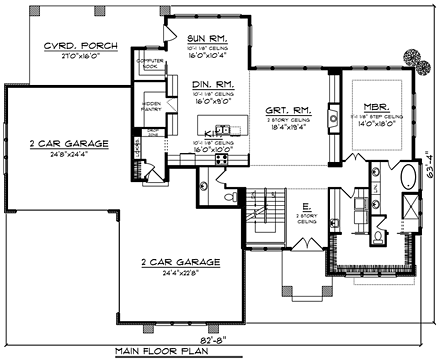 House Plan 75405 First Level Plan