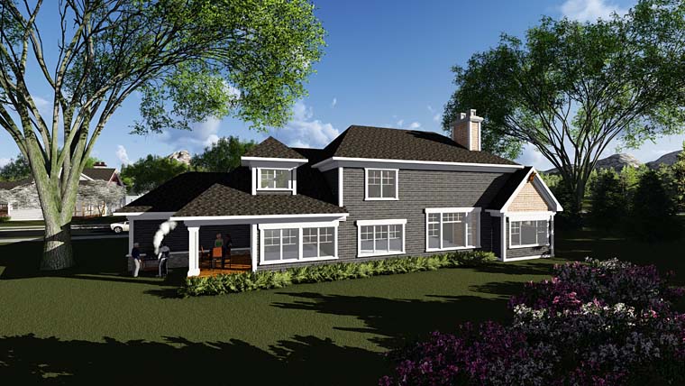 Craftsman Farmhouse Southern Traditional Rear Elevation of Plan 75406