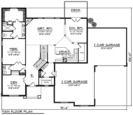 House Plan 75409 First Level Plan