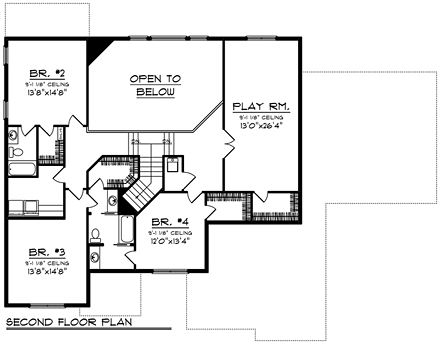 House Plan 75409 Second Level Plan