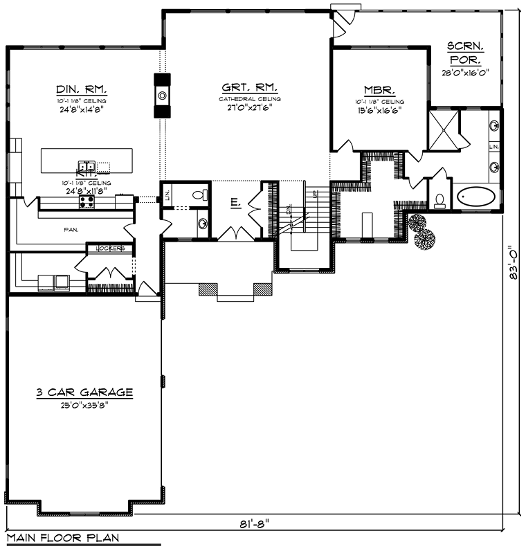 Cottage Craftsman Level One of Plan 75412