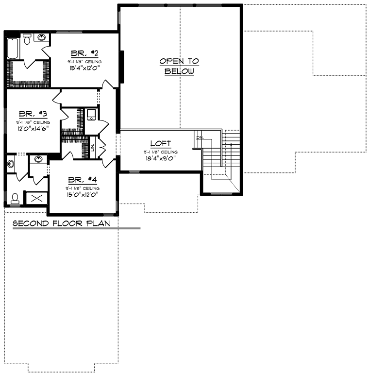Cottage Craftsman Level Two of Plan 75412