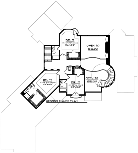 House Plan 75414 Second Level Plan