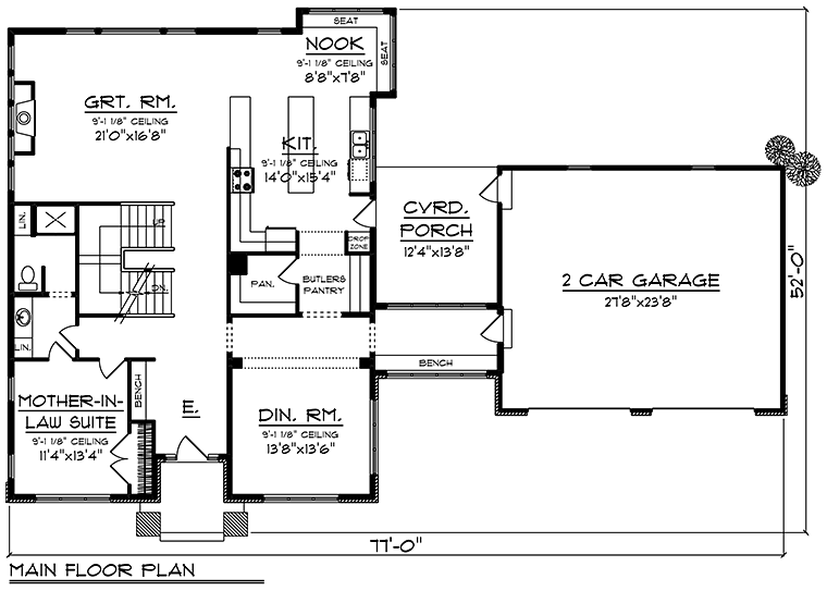 Contemporary Prairie Style Southwest Level One of Plan 75418