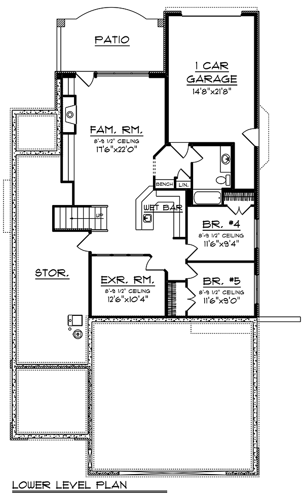 Bungalow Cottage Country Craftsman Traditional Lower Level of Plan 75419
