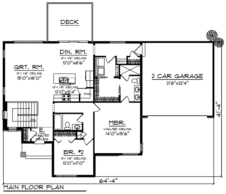 Contemporary Modern Ranch Level One of Plan 75423