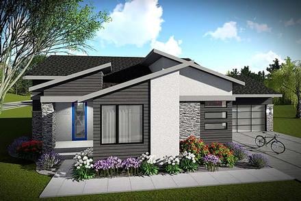 Contemporary Modern Ranch Elevation of Plan 75423