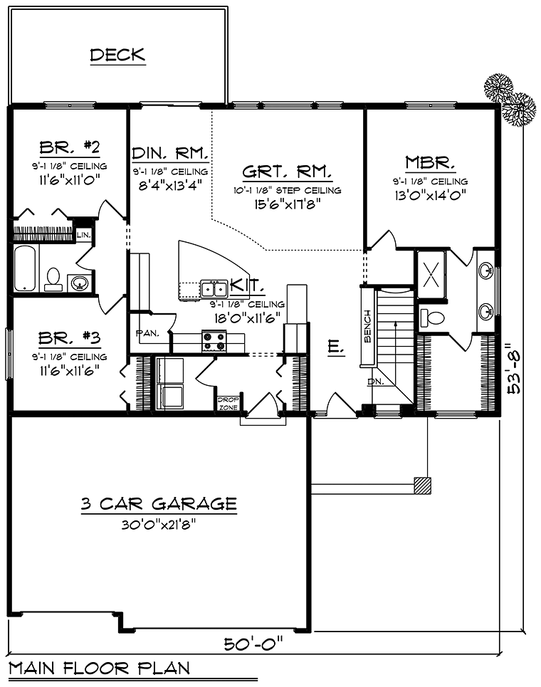 Contemporary Modern Ranch Level One of Plan 75426